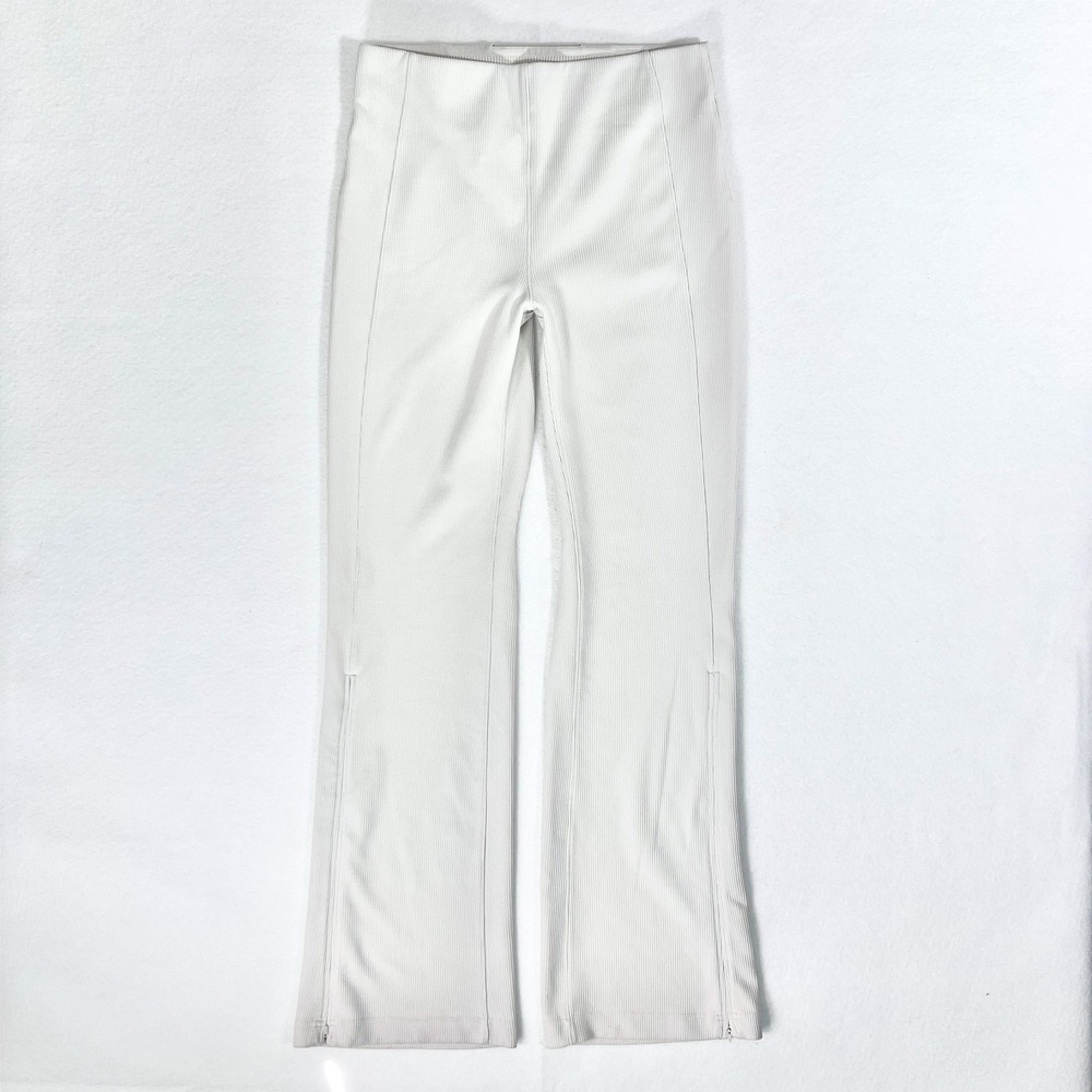 Lululemon Softstreme Flared Pant 8 LW5EUBS Bone Ribbed Yoga Pants Wide Leggings